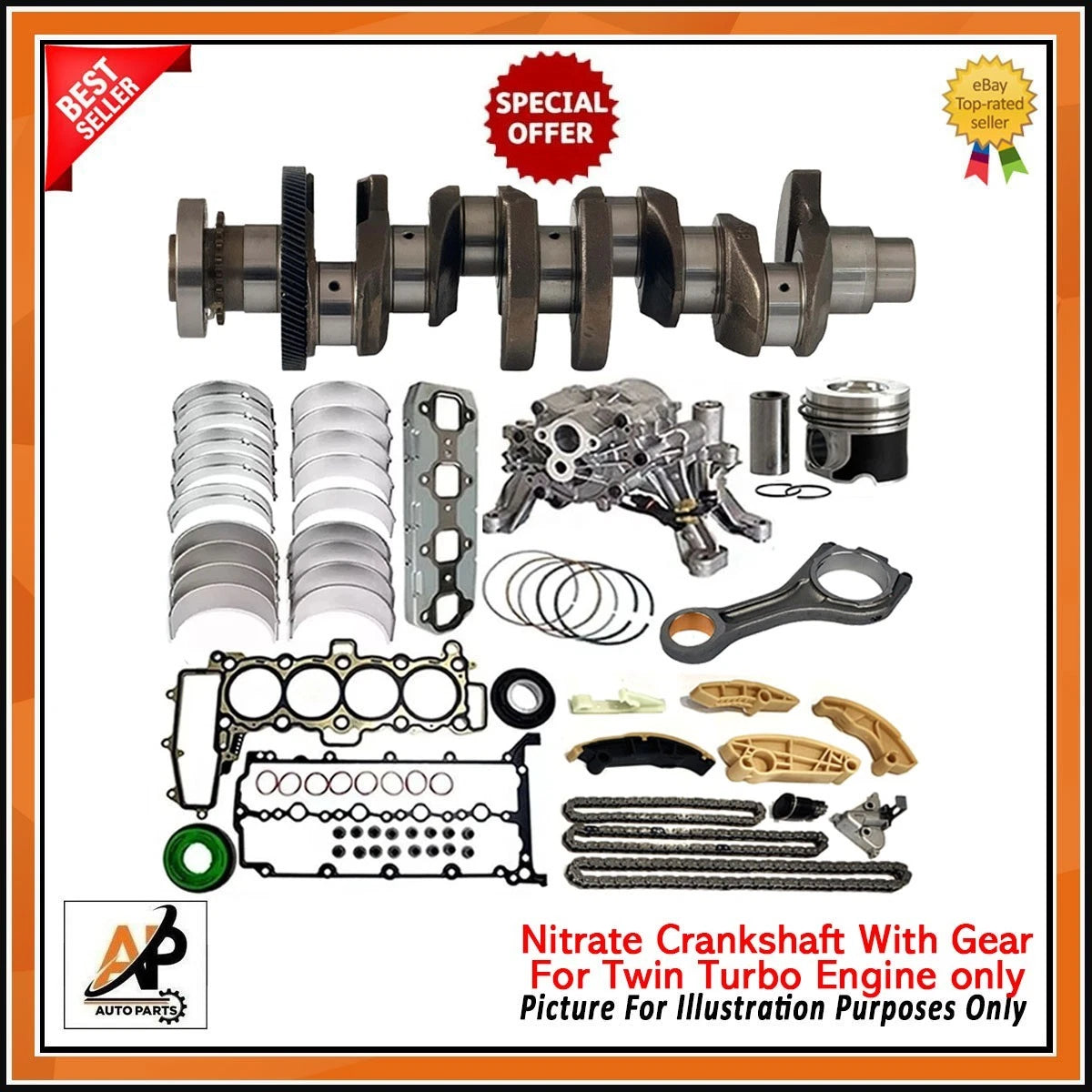 Crankshaft Engine Rebuild Kit Replacement for Jaguar Land Rover 2.0 Diesel (2001–2019)