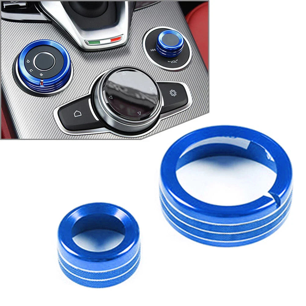 Blue Multimedia Knob Ring for Alfa Romeo Giulia Stelvio (2020-2021)