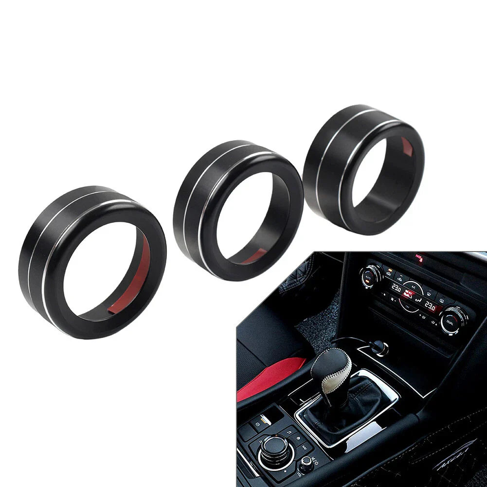 Black AC Climate Control Knob Ring Covers for Mazda 3, CX-5 (2014-2019)