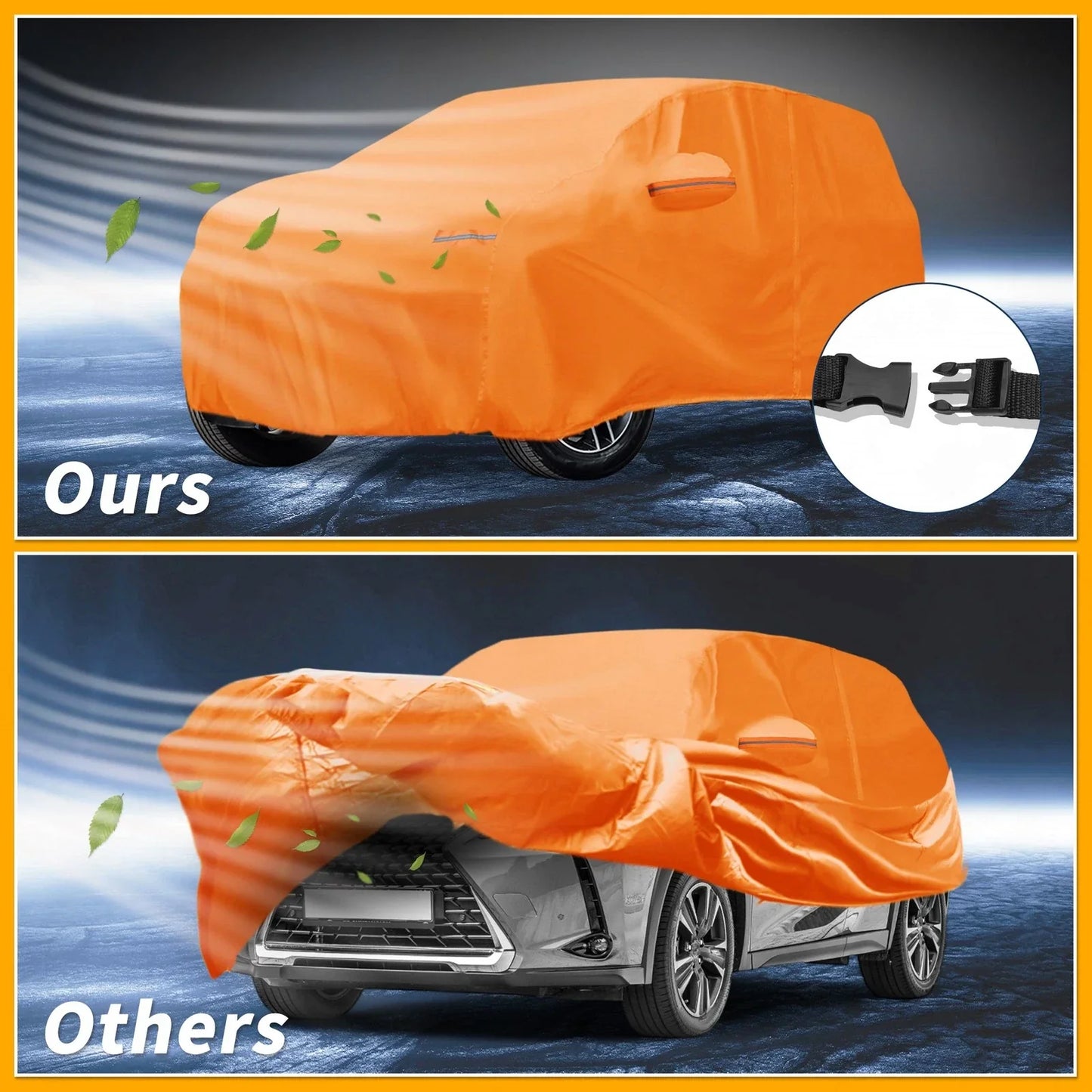 Waterproof All Weather Car Cover for Lexus UX - Orange Cotton with Zipper