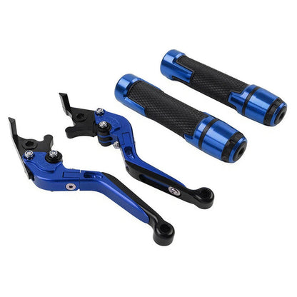 Blue Extendable Brake Clutch Levers & Handlebar Grips for Suzuki GSX-S750 (2017-2023)