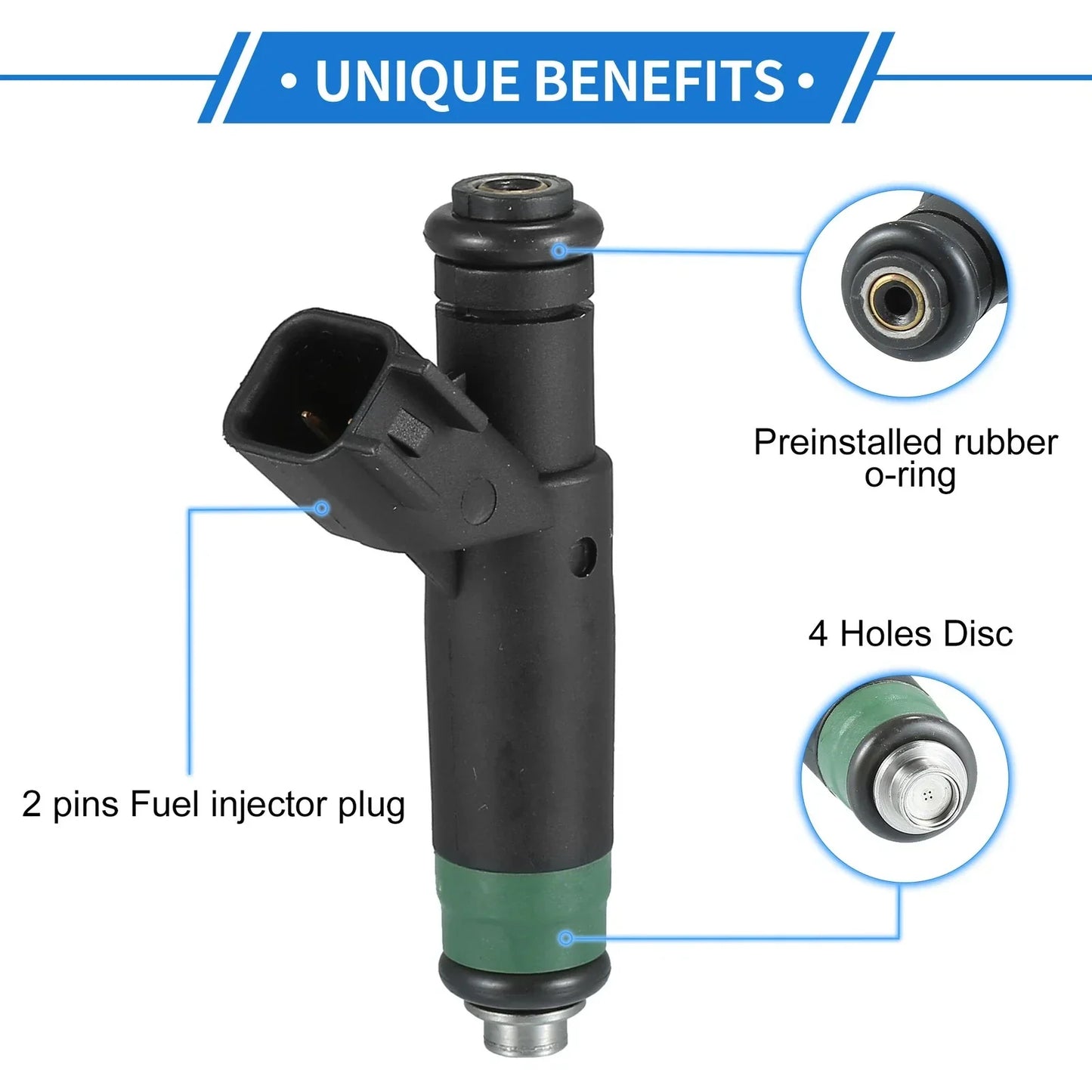 Fuel Injector 8 x No.53032704AB for Dodge Ram 1500 (2004-2007) 4.7L Black