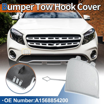 Front Car Bumper Tow Hook Cover for Mercedes-Benz GLA (2015-2020) Silver Tone
