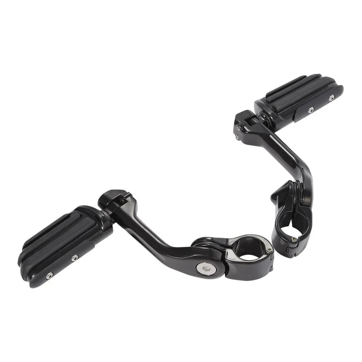 1 x Black 1-1/4" Long Angled Adjustable Highway Foot Pegs for Harley Dyna