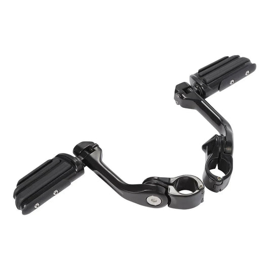 1 x Black 1-1/4" Long Angled Adjustable Highway Foot Pegs for Harley Dyna