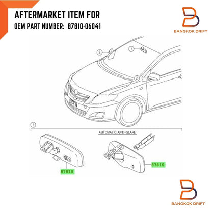 Interior Rear View Mirror for Toyota Corolla, RAV4, Camry, Prius, Hilux (05-14)