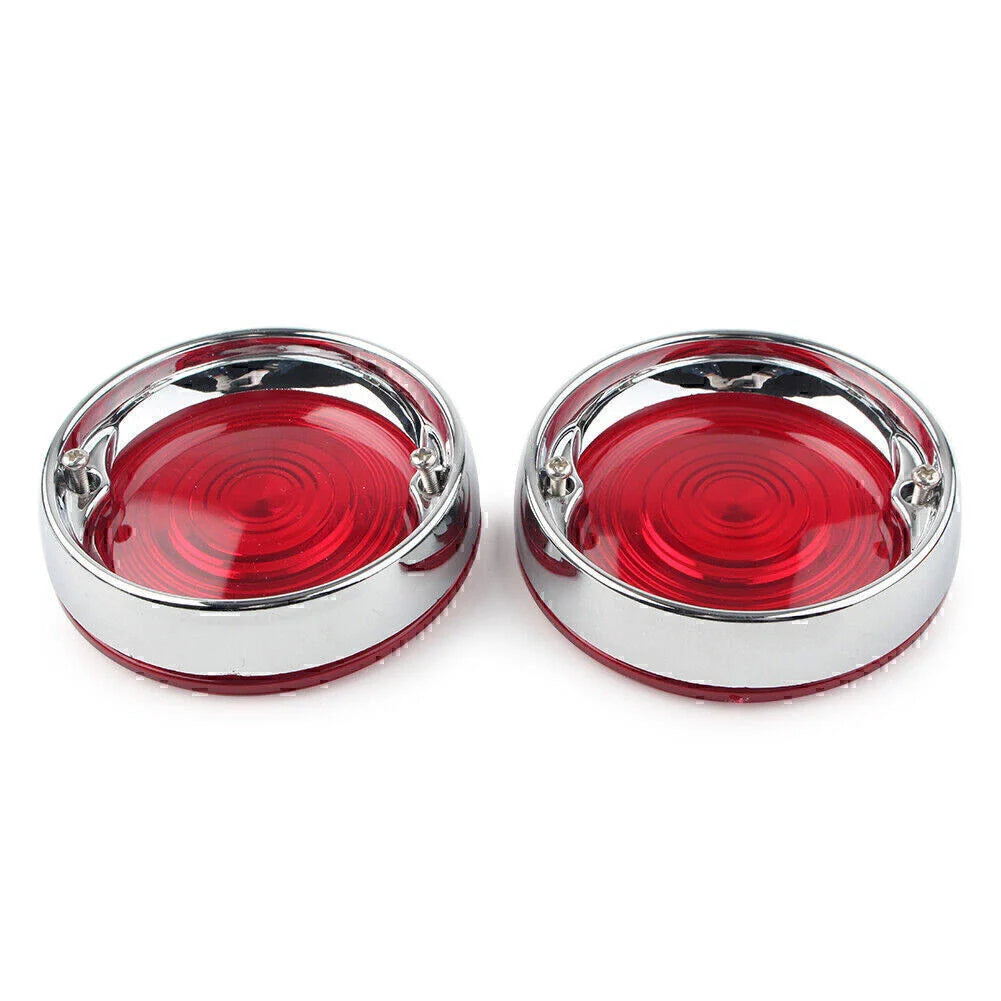 3-1/4" Turn Signal Bezels Red Lens Covers for Harley Touring Road King (2009-2023)