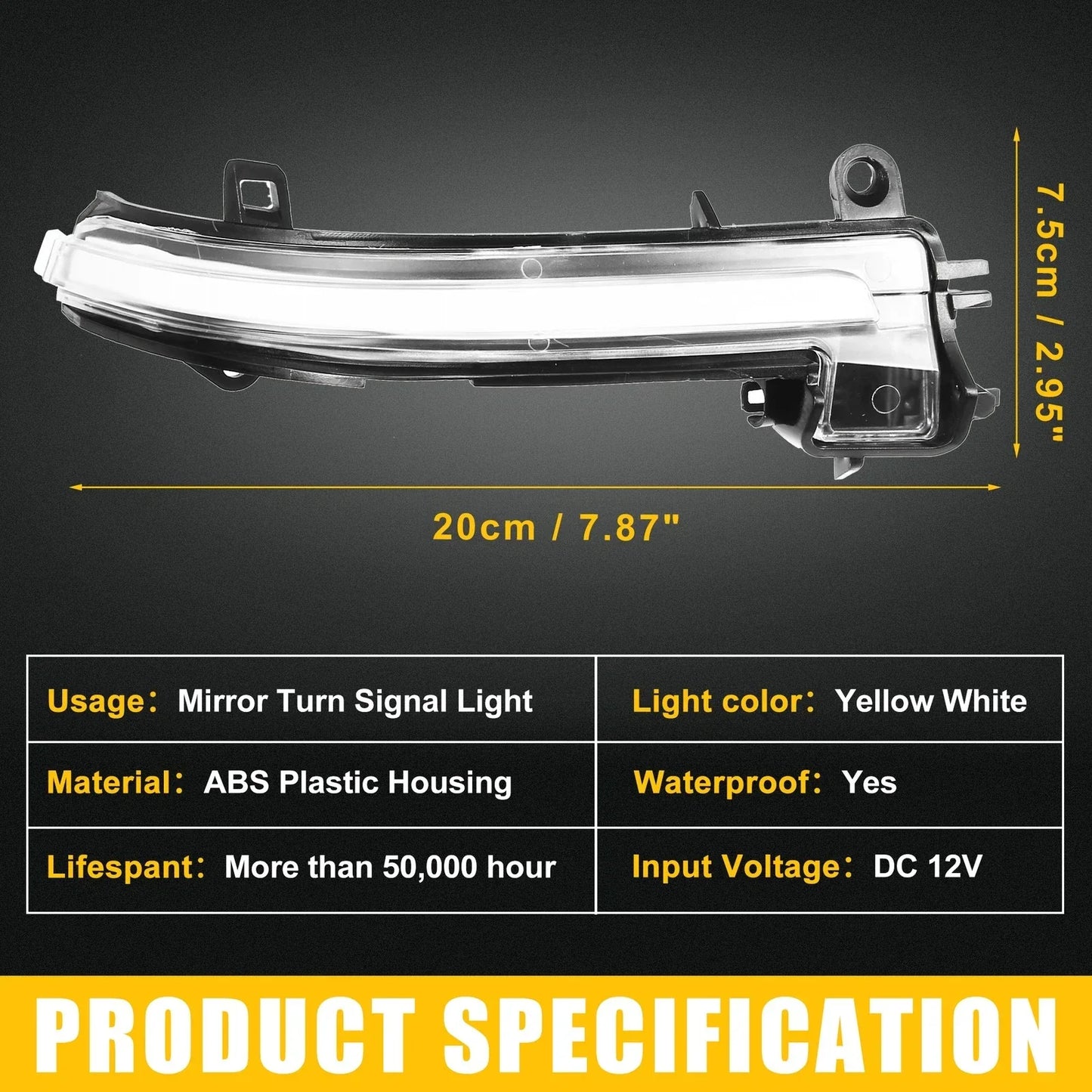Mirror Turn Signal Light for BMW Plastic Black Transparent 1 Pair