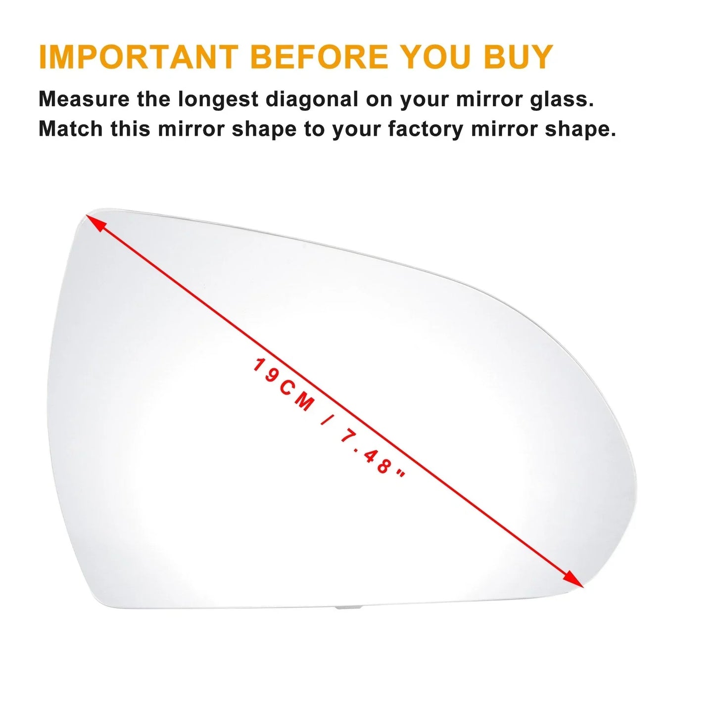 Right Side White Mirror Glass for Hyundai Elantra (2016-2018)