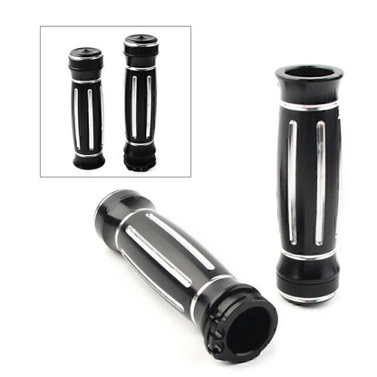 Black CNC Billet Aluminum 1" Handlebar Grips for Harley Touring
