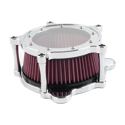 Air Cleaner Intake Filter Chrome Red for Harley Dyna Street Bob Electra Glide (2006-2023)