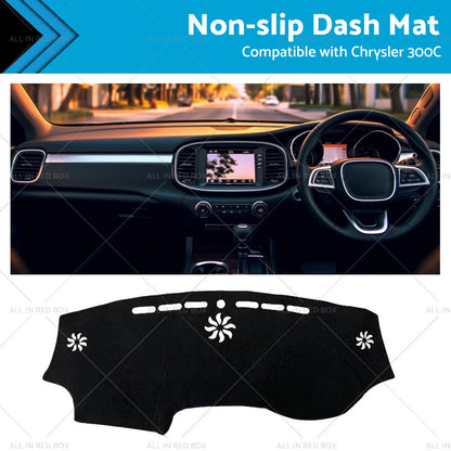 Black Dash Mat for Chrysler 300C (2012-2022) Dashboard Cover Non-Slip