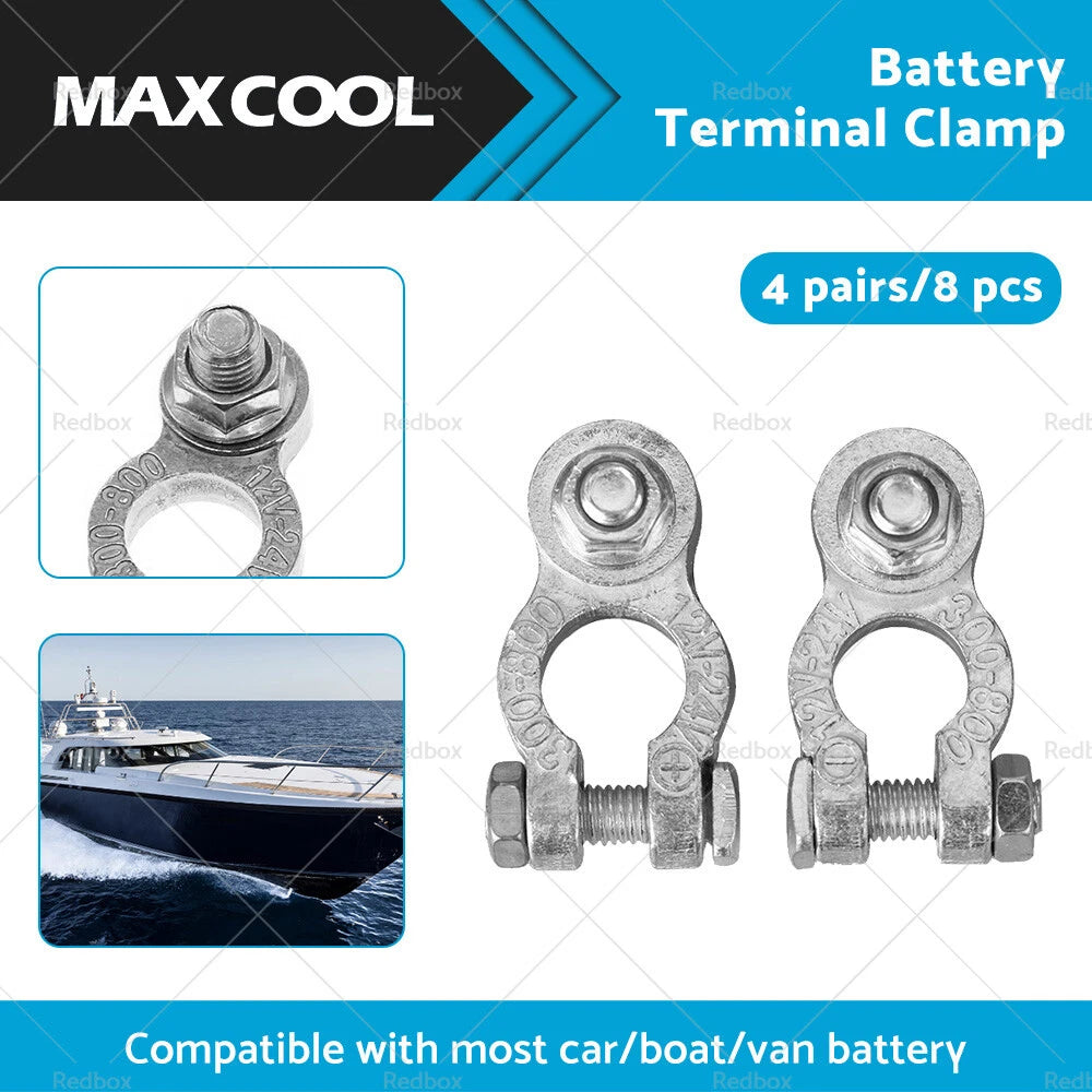 8 x DC 12V-24V Car Battery Terminals Connectors Clamp Clips