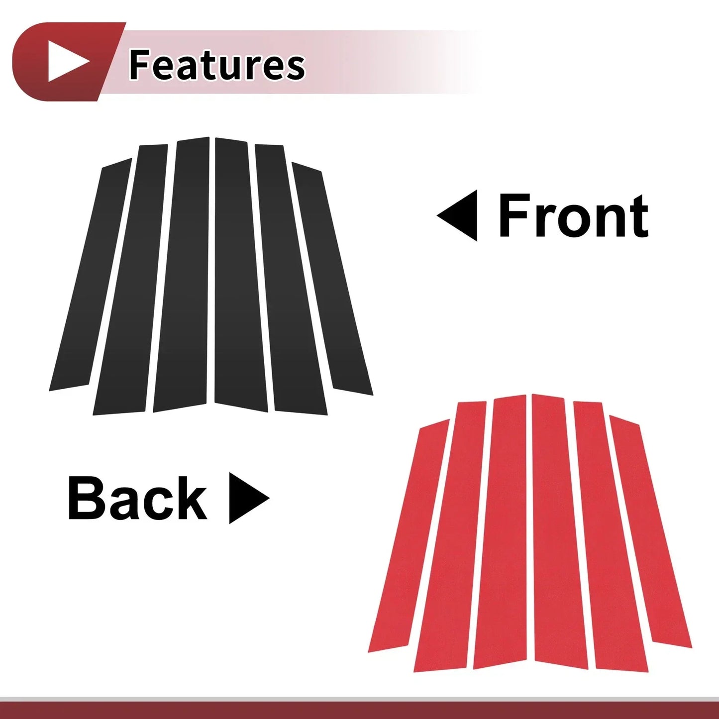 6 Pcs Car Door Pillar Window Trim for Honda CR-V (2008-2011) Black