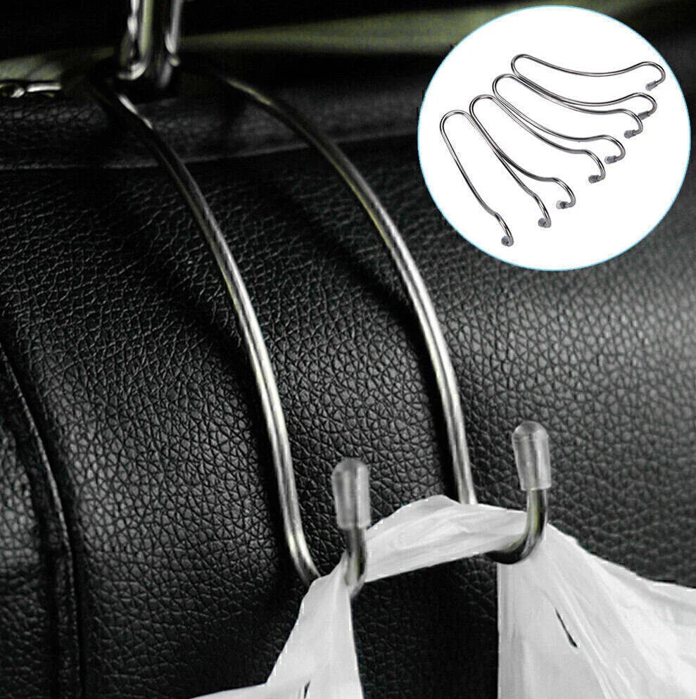 Car Seat Hooks for Coat Purse Shopping Bag Holder - Silver Stainless Steel