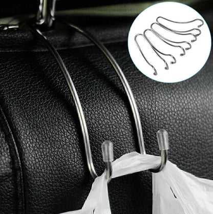 Car Seat Hooks for Coat Purse Shopping Bag Holder - Silver Stainless Steel