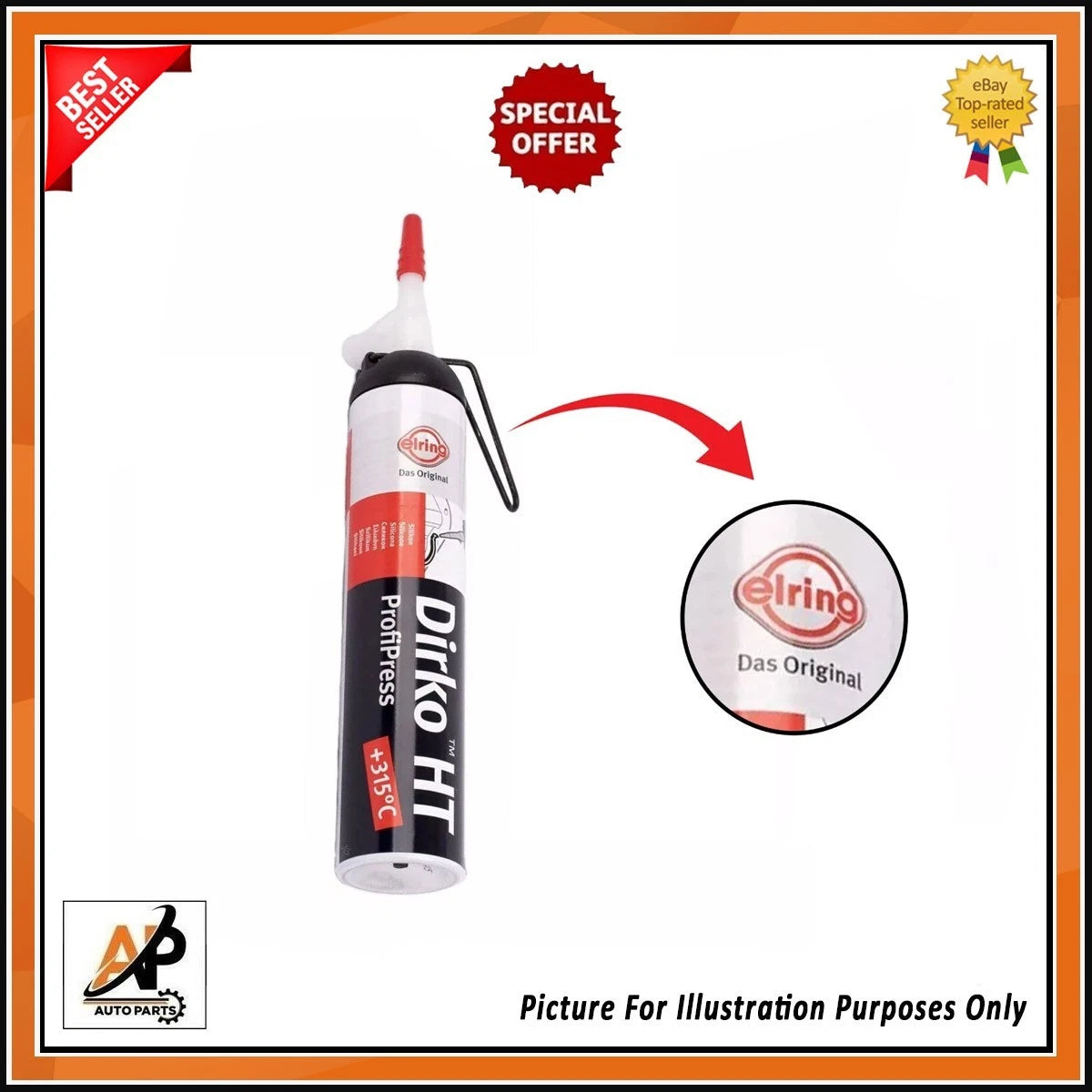 Dirko HT Black Silicone Gasket Sealant for Car Engine (200ML) (High Temp)