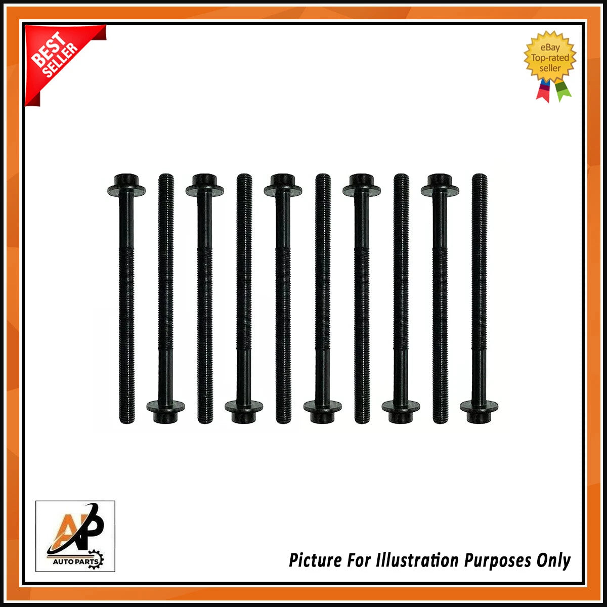 Head Bolt Set of 10 Replacement for Jaguar 2.0 Diesel F-Pace XE XF (2016–2019)