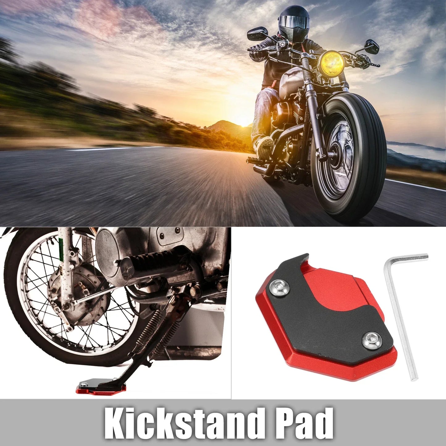 Aluminum Alloy Motorcycle Kickstand Pad for Honda - Includes Wrench