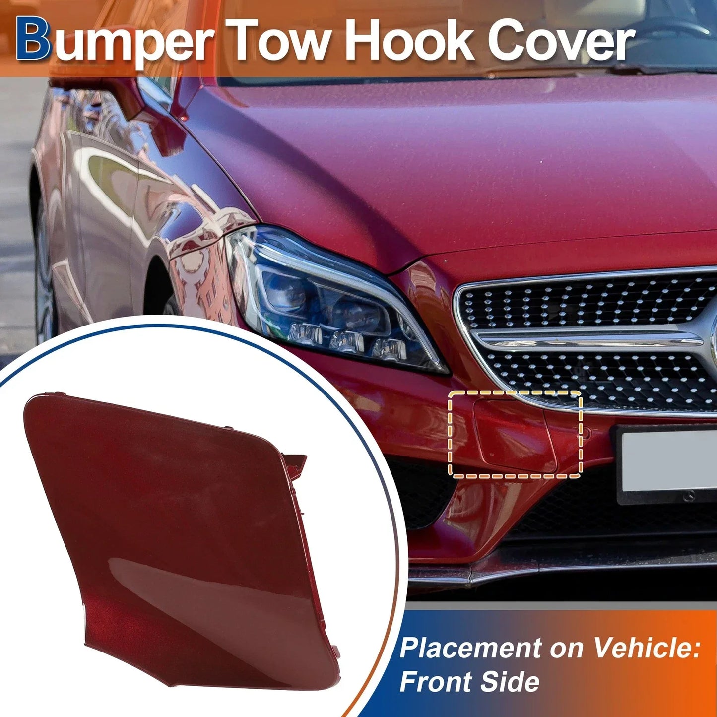 Front Car Bumper Tow Hook Cover for Mercedes-Benz CLS W218 (2012-2018) Red