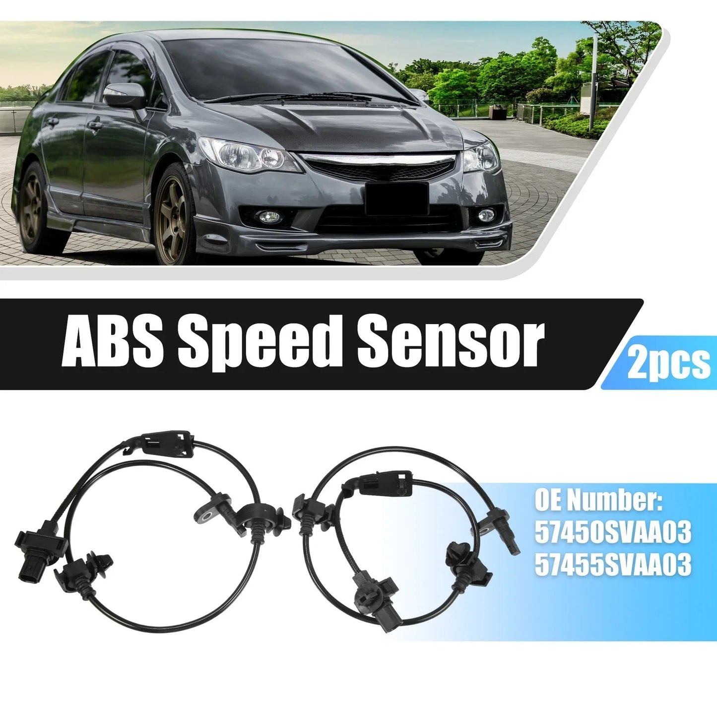 2 x Front Left & Right ABS Wheel Speed Sensors for Honda Civic (2006-2011)