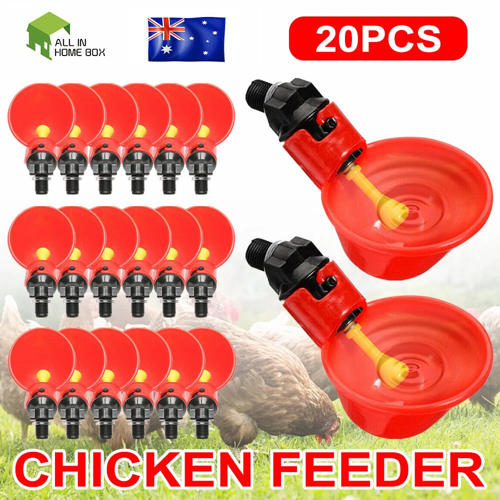 20 x Poultry Chicken Automatic Drinker Cups Waterer Feeder
