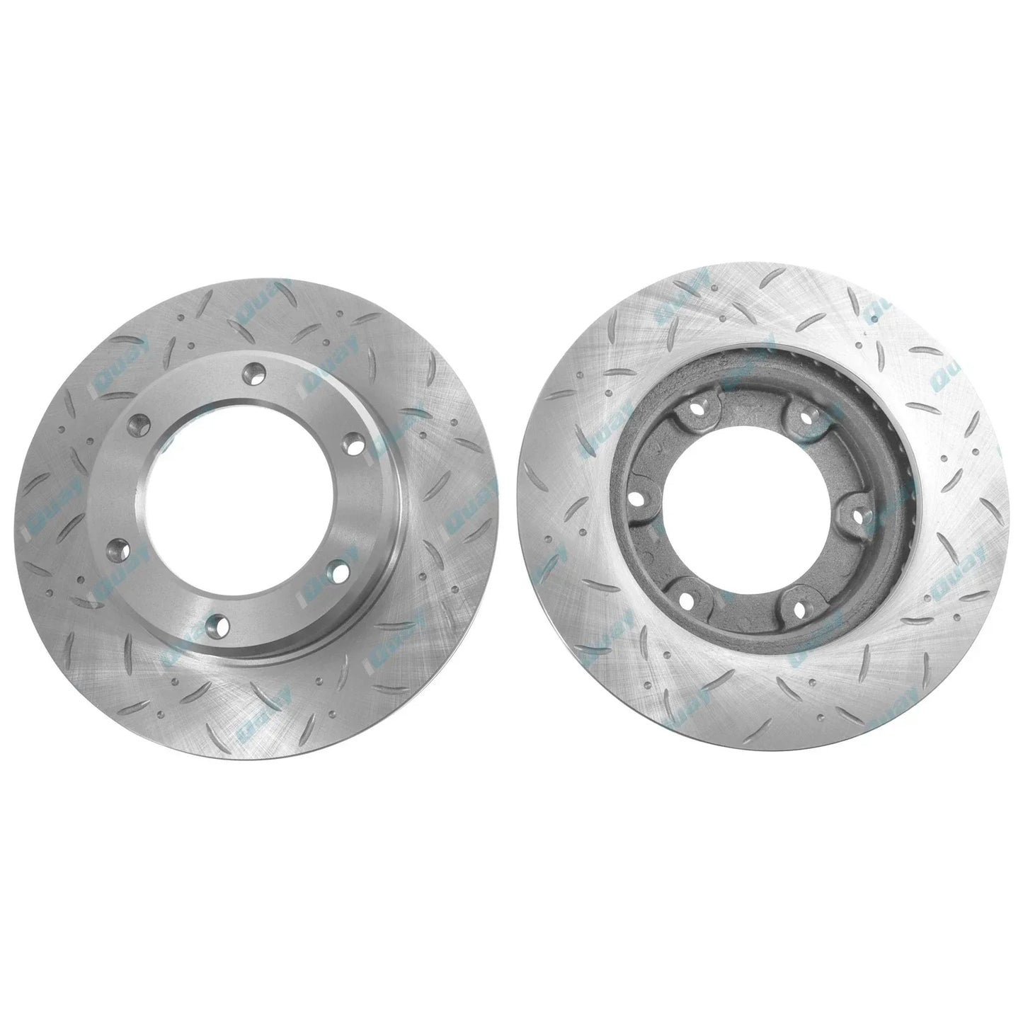 2 x Front Drilled & Slotted Disc Rotors & Brake Pads for Toyota 80 Series (90-92)