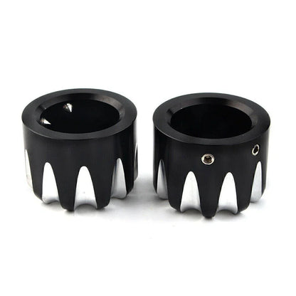Black CNC Cut Axle Nut Cover for Harley Electra Street Road Glide