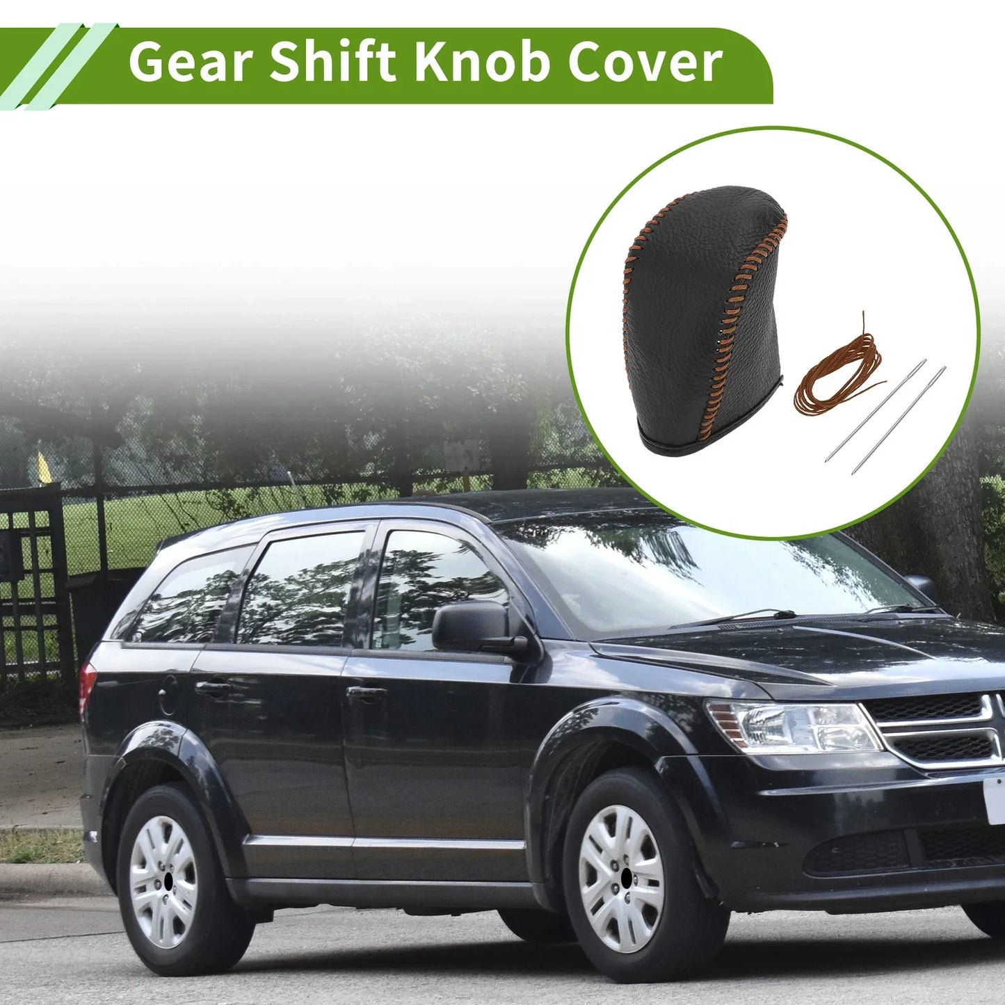 Dodge Journey Gear Shift Knob Cover 2011-2020 Pebbled Black Brown