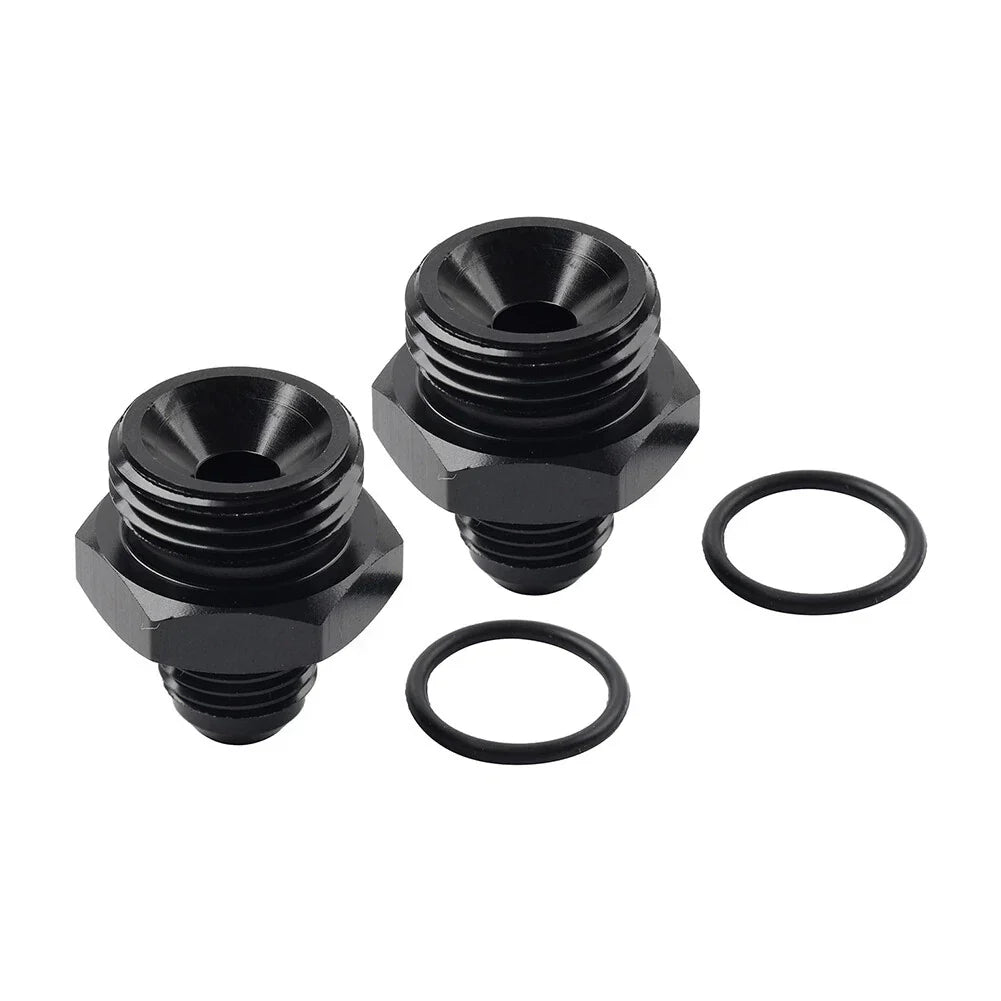 Black Aluminum AN6 Flare to 10AN ORB Male Fitting Adapter w/ O-Rings