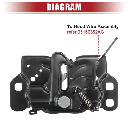 Hood Latch Replacement for Dodge Ram 1500 2009-2010 - Black (2009-2010)