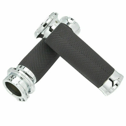 25mm Chrome Handlebar Hand Grips for Harley Sportster, Dyna, Softail (2004-2023)