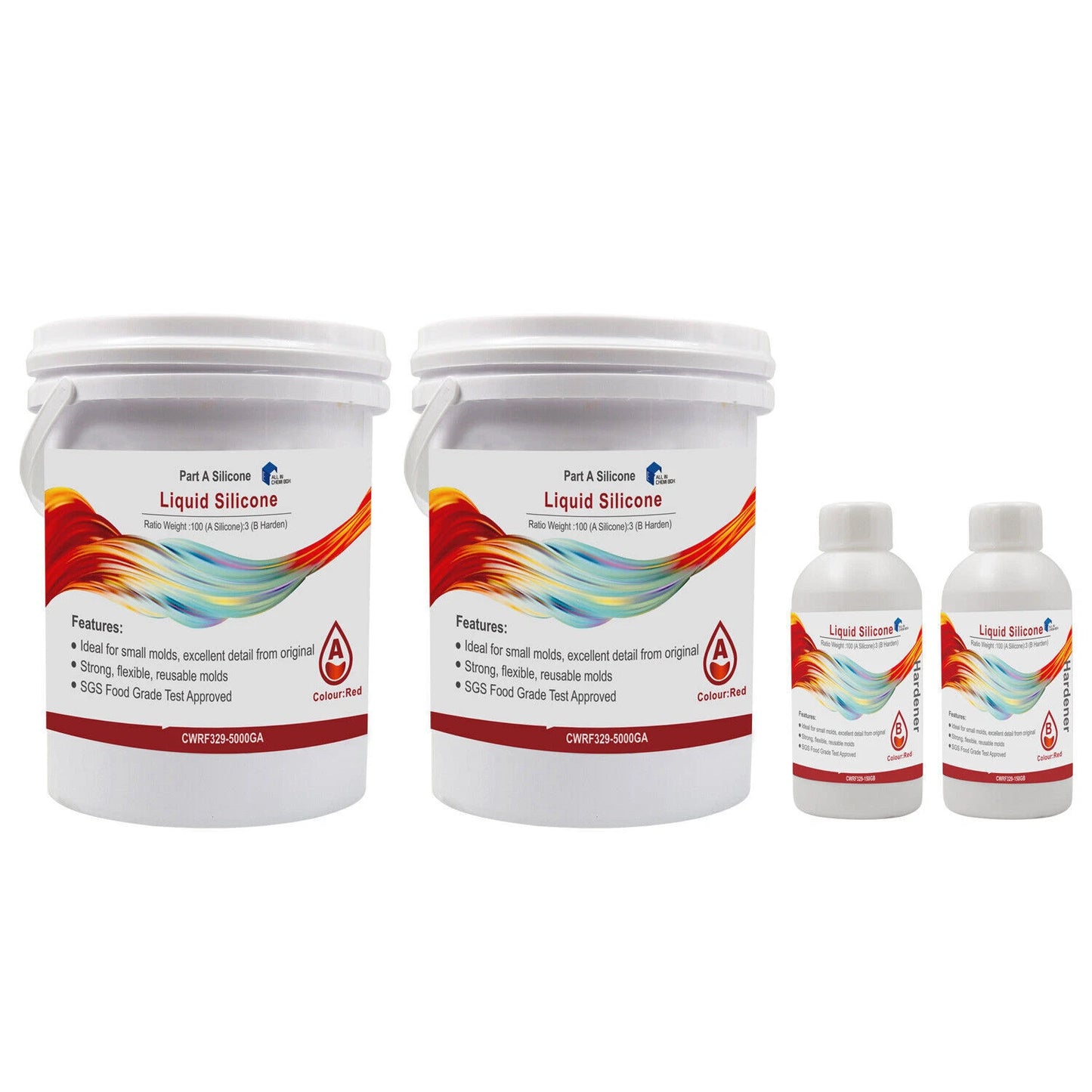 Liquid Silicone Molds 100:3 Mix for Mould Making - 5Kg 10Kg SH25 Red
