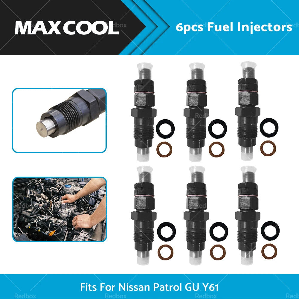 6 x Diesel Fuel Injectors for Nissan Patrol Y61 GU TD42 TD42T (1997-2002)