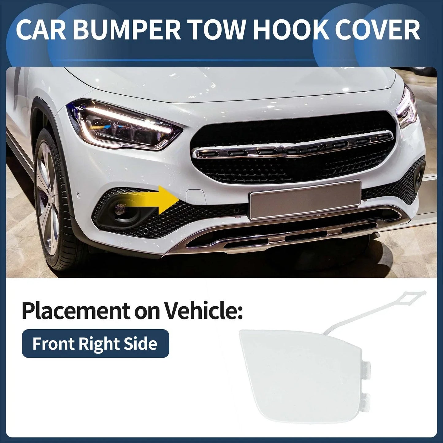 Front Bumper Tow Hook Cover for Mercedes-Benz W247 (2019-2023) White Metallic