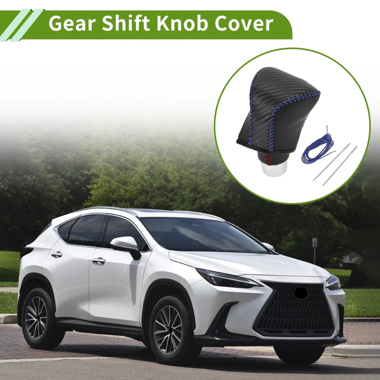 Gear Shift Knob Cover for Lexus ES300h 2018-2023 Black Carbon Fiber Blue
