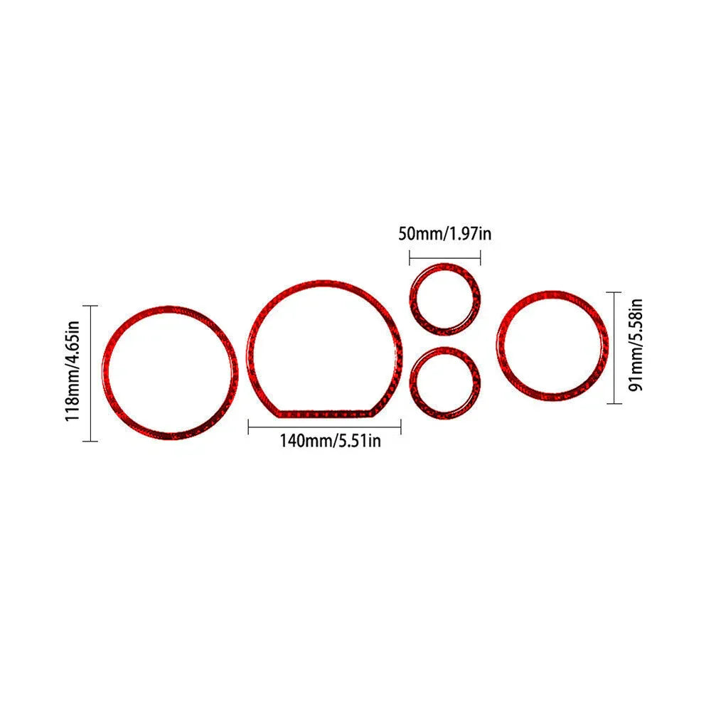 5Pcs Red Carbon Fiber Speedometer Cover Trim for Toyota Tundra (2007-2013)