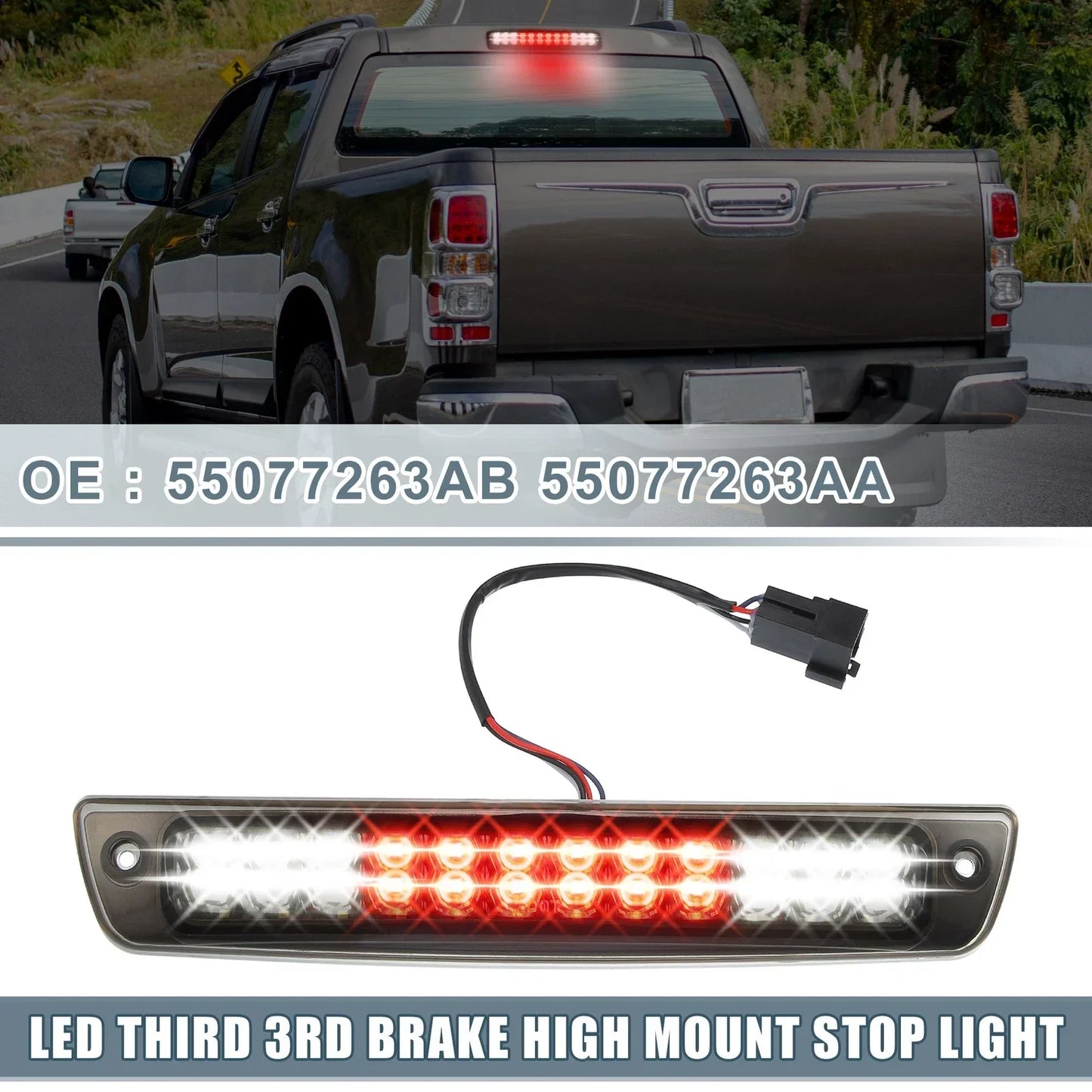 High Mount Stop Light for Dodge - Chrome Tone Housing Smoked Lens (2006-2010)