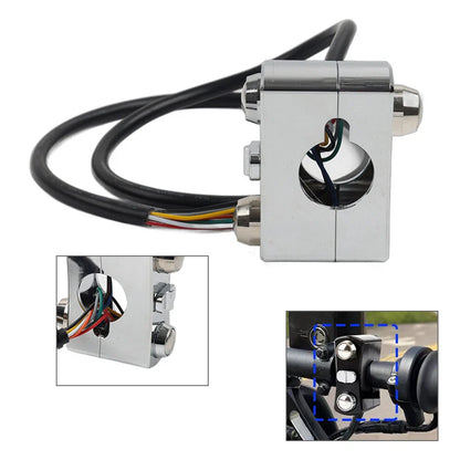Chrome Handlebar Control Switch Horn Turn Signal Light for Harley Bobber
