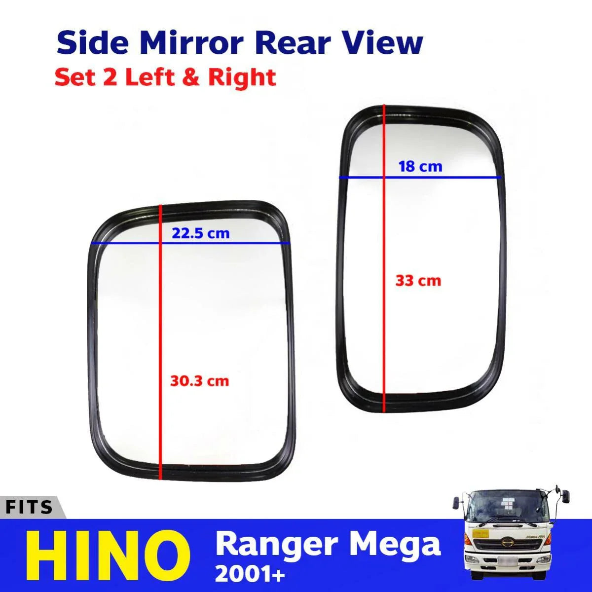Side Exterior Mirror Rear View Pair Fits Hino Ranger Mega Heavy Truck 2001+
