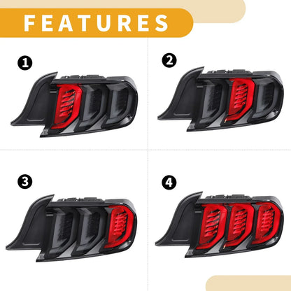 OLED Tail Lights Assembly for Ford Mustang 2015-2016 - Black 2 x Lights
