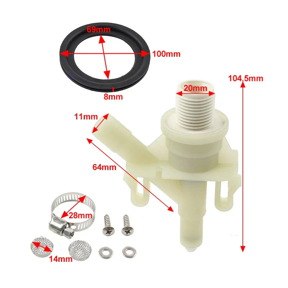 Toilet Water Valve & Flush Ball Seal for Dometic RV (No Year Specified)