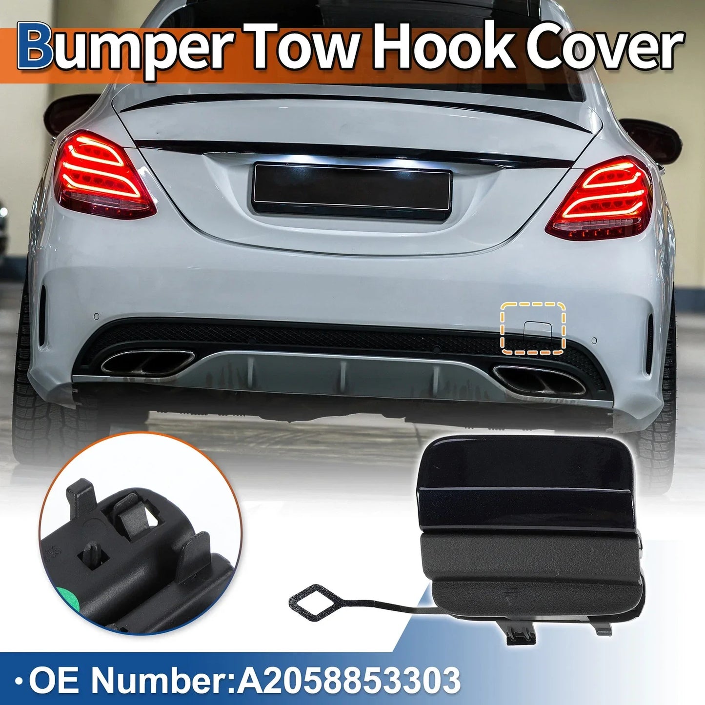 Rear Bumper Tow Hook Cover for Mercedes-Benz (2016-2023) Caliche Blue