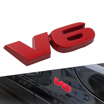 Universal Metal V6 Logo Car Fender Trunk Engine Emblem Badge Red