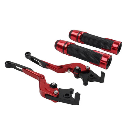 Red Extendable Brake Clutch Levers Grips Set for BMW F650GS (2002-2007)