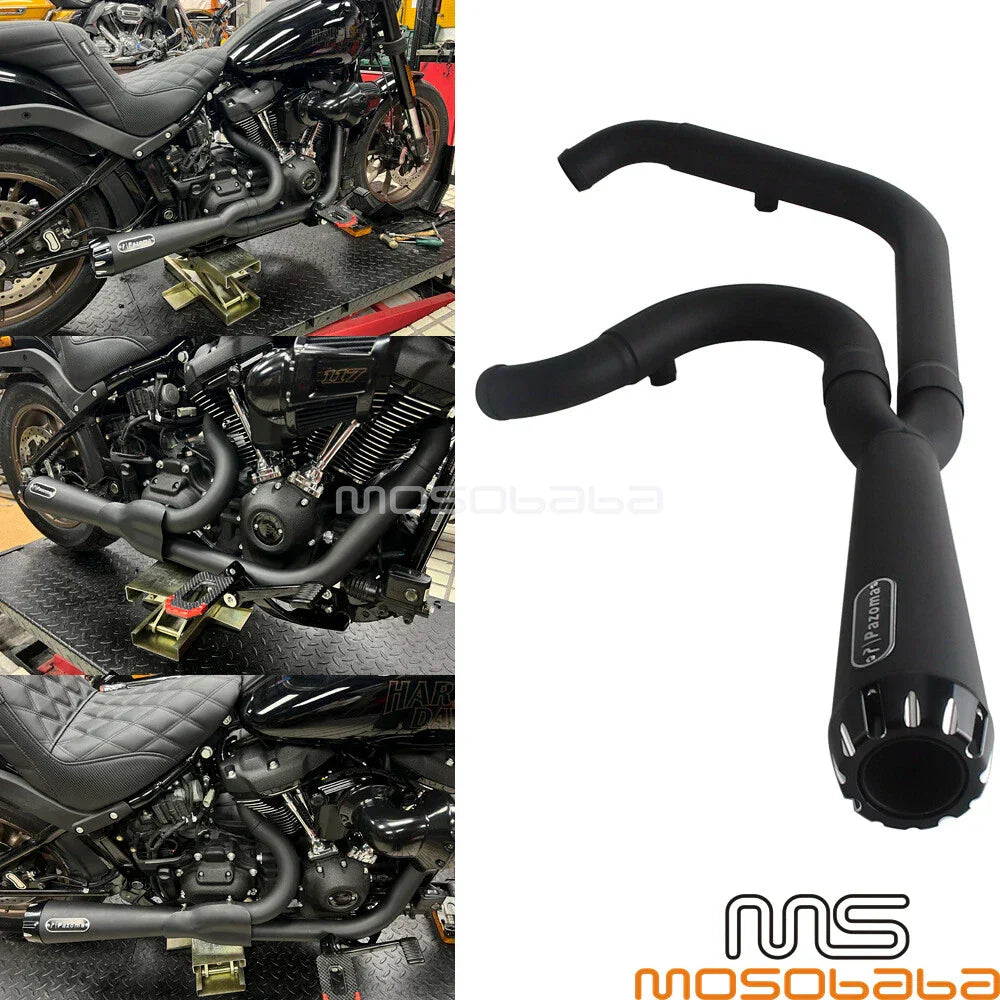Full 2-into-1 Exhaust System for Harley Softail Standard FXST, Street Bob FXBBS