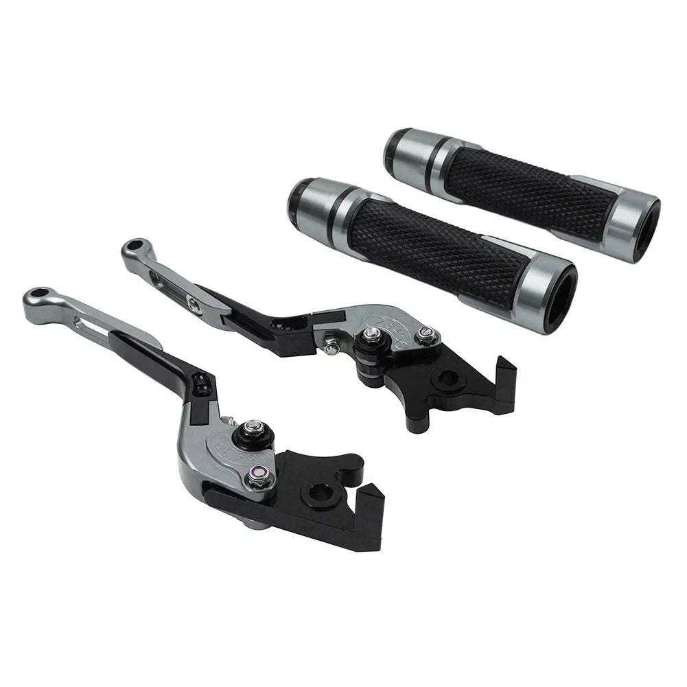 Folding Extendable Brake Clutch Levers & Handlebar Grips for Kawasaki ZX636R
