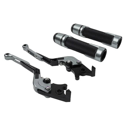 Folding Extendable Brake Clutch Levers & Handlebar Grips for Kawasaki ZX636R