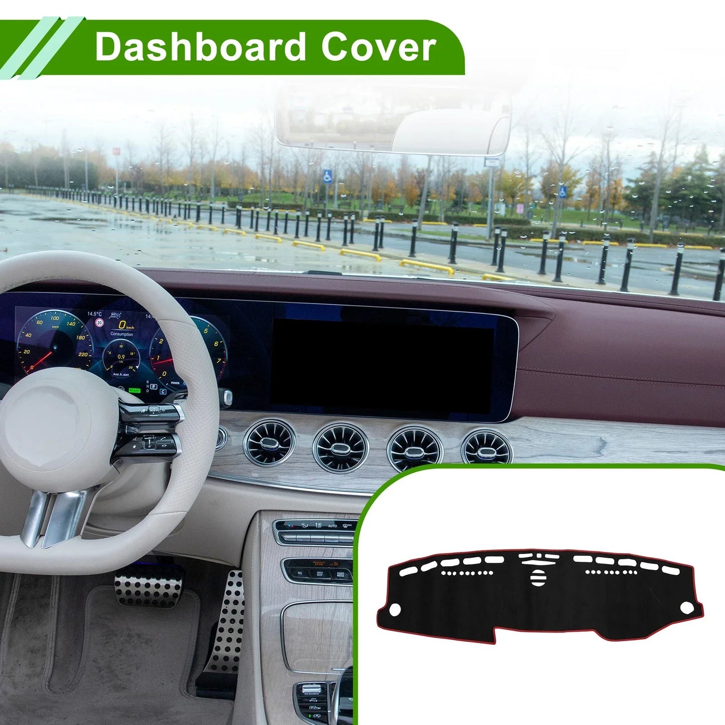 Dashboard Cover Mat for Mercedes E-Class 2010 Sun Protector Pad Black Red