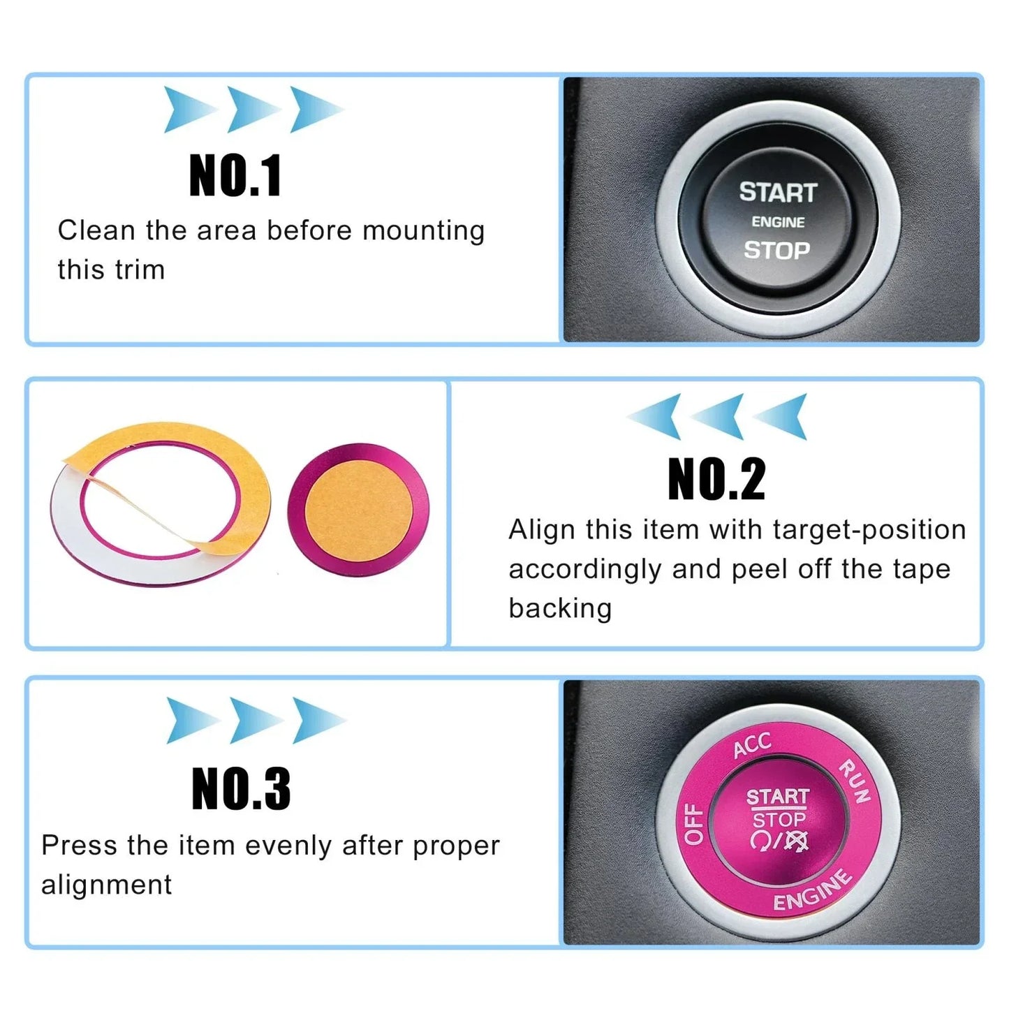 Push Start Stop Button Cover Trim Kit for Dodge Charger Challenger (2015-2023)
